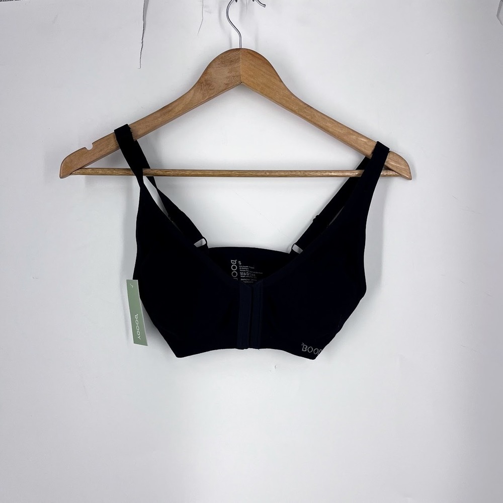 Boody Padded Front Closure Bra Black Bamboo Viscose Wireless Size S NWT